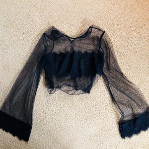 Black lace crop top